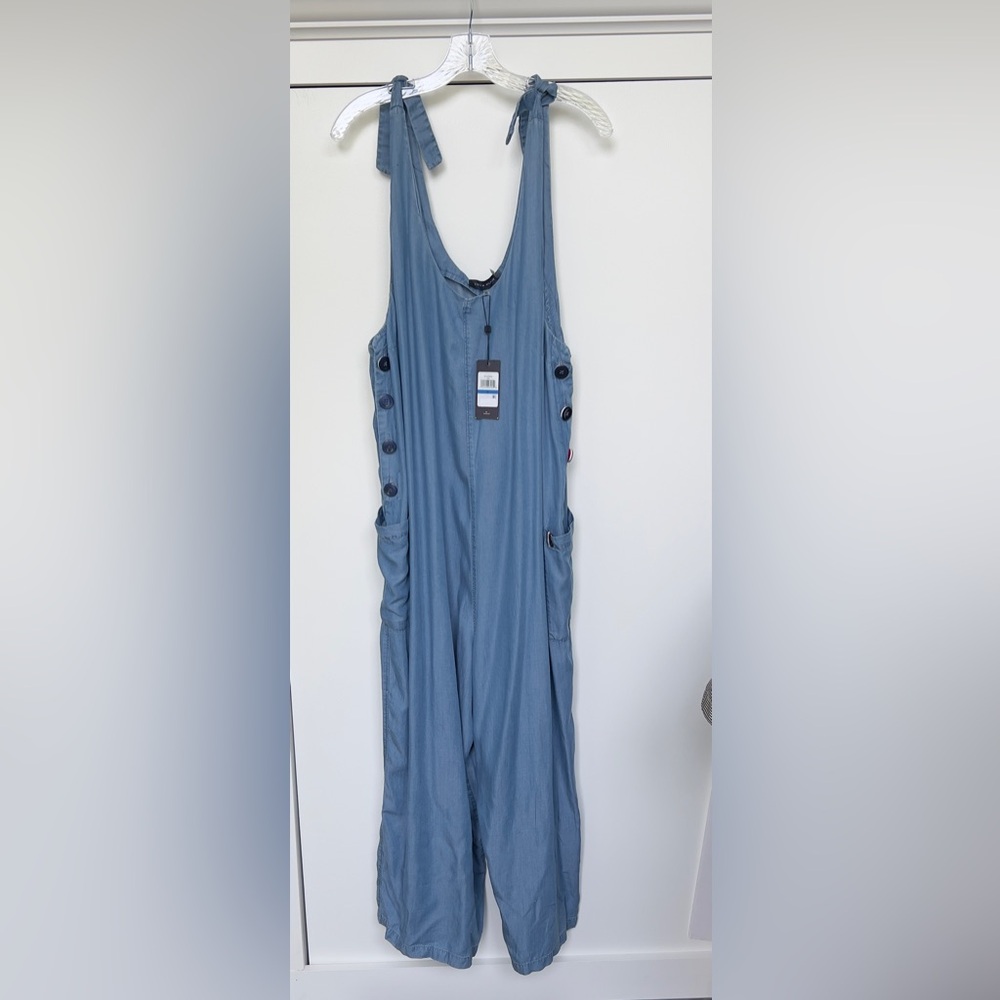 Tommy Hilfiger Light Blue Tie-Shoulder Jumpsuit